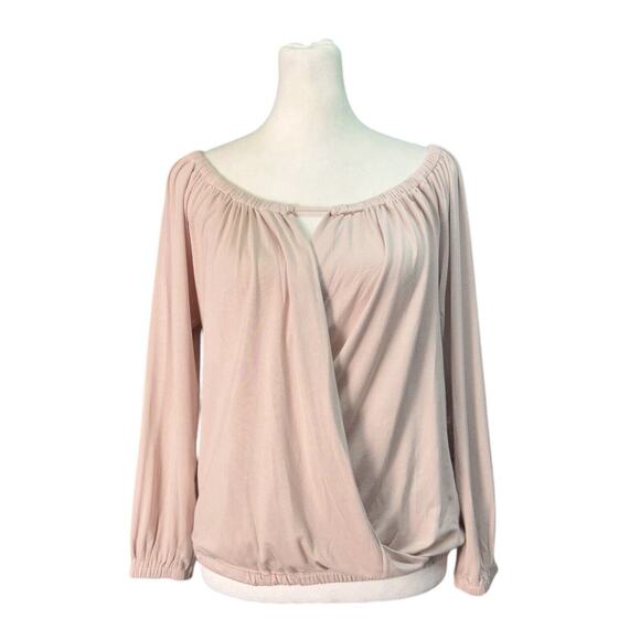 Revolve Krisa Off Shoulder Surplice Front Top in Novelle Blouse Soft Pink, Small - Picture 2 of 9